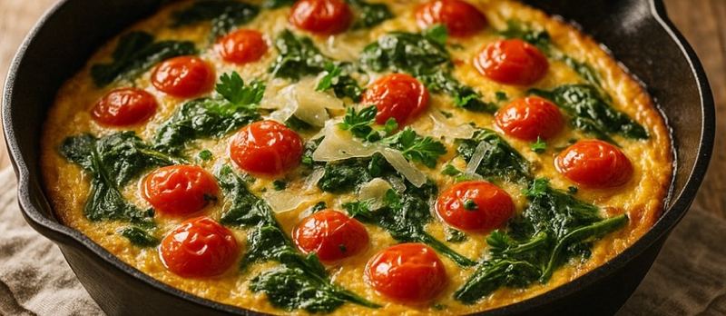 Parmesan spinach and cherry tomato frittata