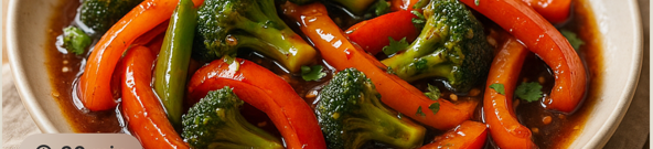 Broccoli bell pepper stir-fry with garlic soy glaze