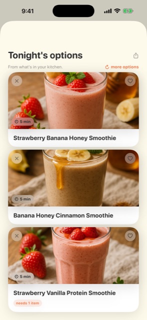 Frij showing smoothie ideas from your fridge